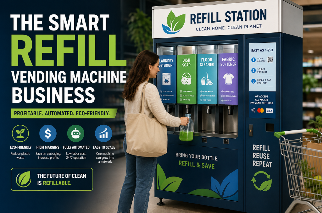 Refilled Machine Smart Refill Vending Machine Business: Startup Cost, Profit & Complete ...